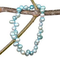Light Blue Genuine Irregular Freshwater Pearls Stretch Bracelet