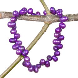Purple Genuine Irregular Freshwater Pearls Stretch Bracelet