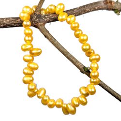Yellow Genuine Irregular Freshwater Pearls Stretch Bracelet