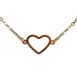 18K Real Gold Dipped Plated Stainless Steel Connector Heart Necklace