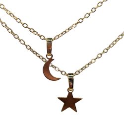 24K Real Gold Dipped / Plated Star Moon Layered Necklace Set