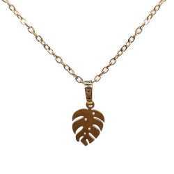 18K Real Gold Dipped / Plated Stainless Steel Monstera Leaf Necklace