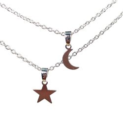 Sterling Silver Star and Moon Layered Necklaces Set
