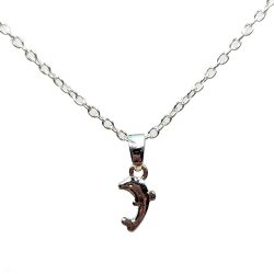 Sterling Silver Necklaces With Delicate Jumping Dolphin 18"