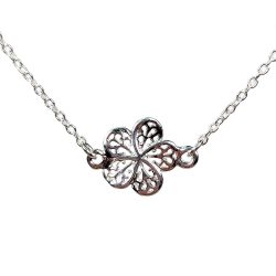 Sterling Silver Five Petal Flower Connector Necklaces 18"