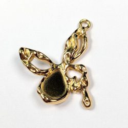 18k Real Gold Plated Stainless Steel Cabochon Butterfly Charm