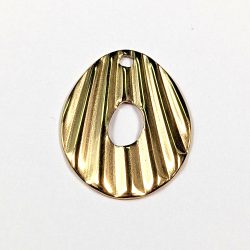 18k Real Gold Plated Stainless Steel Wave Teardrop Oval Charm