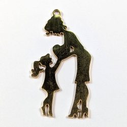 18K Real Gold Plated Stainless Steel Mom and Daughter Charm