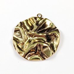18k Real Gold Plated Stainless Steel Crinkle Round Charm