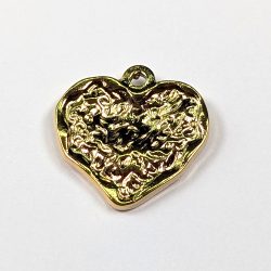 18k Real Gold Plated Stainless Steel Textured Heart Charm