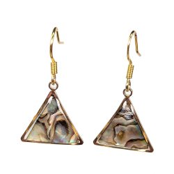 Gold Triangle Abalone Resin Shell Stainless Steel Earrings