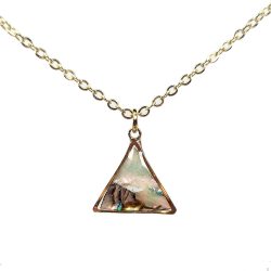 Gold Triangle Abalone Resin Shell Stainless Steel Necklace