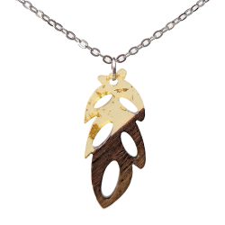 Clear Cream Leaf Resin Wood Resin Necklace