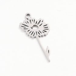 Silver Stainless Steel Daisy April Birthday Flower Charm