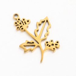 Gold Stainless Steel Holly December Birthday Flower Charm