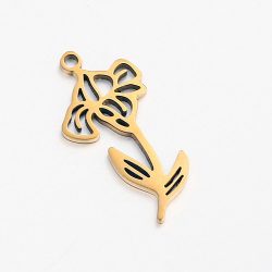 Gold Stainless Steel Iris February Birthday Flower Charm