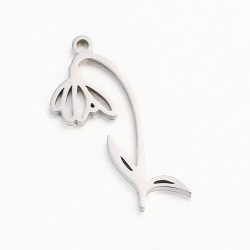 Silver Stainless Steel Snowdrop January Birthday Flower Charm