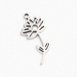 Silver Stainless Steel Water Lily July Birthday Flower Charm