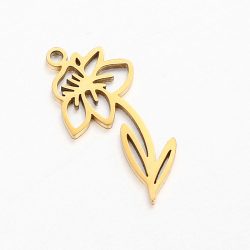 Gold Stainless Steel Daffodil March Birthday Flower Charm