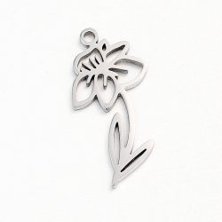 Silver Stainless Steel Daffodil March Birthday Flower Charm