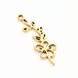 Gold Stainless Steel Hawthorn May Birthday Flower Charm
