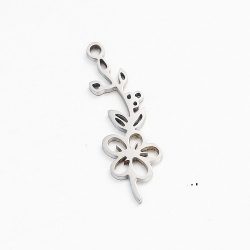 Silver Stainless Steel Hawthorn May Birthday Flower Charm