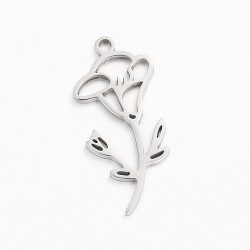 Silver Stainless Steel Morning Glory September Birthday Flower Charm