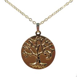 18K Real Gold Dipped Plated Stainless Steel Round Tree Necklace