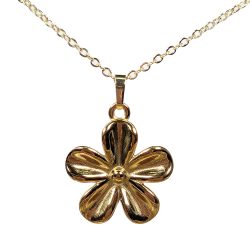 18K Real Gold Dipped / Plated Stainless Steel Five Petal Flower Necklace