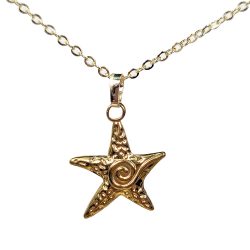 18K Real Gold Dipped Plated Stainless Steel Modern Star Swirl Necklace
