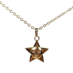 18K Real Gold Dipped Plated Stainless Steel Happy Face Star Necklace