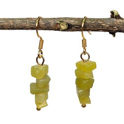 18K Real Gold Plated Stainless Steel Green Peridot Gemstone Chips Earrings