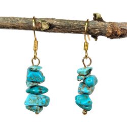 18K Real Gold Plated Stainless Steel Turquoise Gemstone Chips Earrings