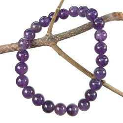 Purple Amethyst Gemstones Stretch Bracelet