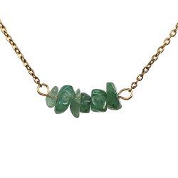 18K Real Gold Plated Stainless Steel Green Aventurine Gemstone Chips Necklace