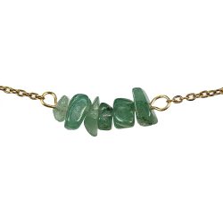 18K Real Gold Plated Stainless Steel Green Aventurine Gemstone Chips Bracelet
