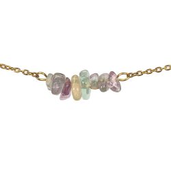 18K Real Gold Plated Stainless Steel Fluorite Gemstone Chips Bracelet