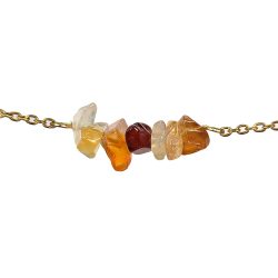 18K Real Gold Plated Stainless Steel Carnelian Gemstone Chips Bracelet