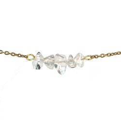 18K Real Gold Plated Stainless Steel Clear Quartz Crystal Gemstone Chips Bracelet