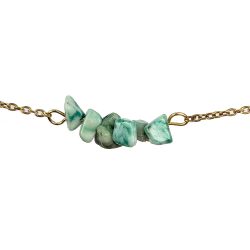 18K Real Gold Plated Stainless Steel Green White Jade Gemstone Chips Bracelet