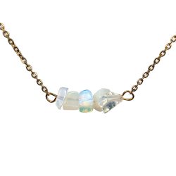 18K Real Gold Plated Stainless Steel Opalite Gemstone Chips Necklace