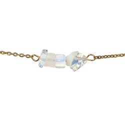 18K Real Gold Plated Stainless Steel Opalite Gemstone Chips Bracelet