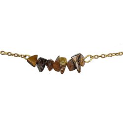 18K Real Gold Plated Stainless Steel Tiger’s Eye Gemstone Chips Bracelet