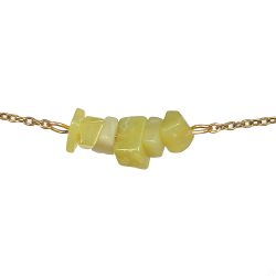 18K Real Gold Plated Stainless Steel Green Peridot Gemstone Chips Bracelet