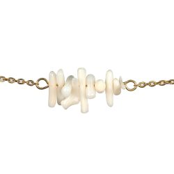 Stainless Steel White Coral Gemstone Chunks Bracelet