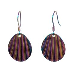 Stainless Steel Rainbow Wave Teardrop Oval Earrings