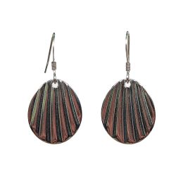 Stainless Steel Silver Wave Teardrop Oval Earrings