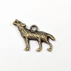 Howling Wolf Charm Antique Bronze