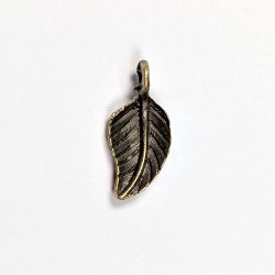 Dainty Small Cupped Leaf Charm Antique Bronze