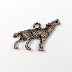 Howling Wolf Charm Antique Copper